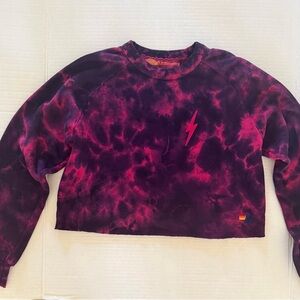 Aviator Nation Tie-Dye Cropped Crewneck Sweatshirt - size small